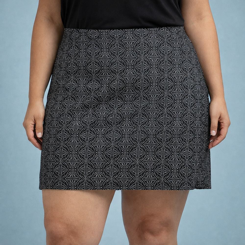 Rip Skirt Plus Size 2X XXL Black Geometric Print Print Wrap Mini Length 1 Skirt